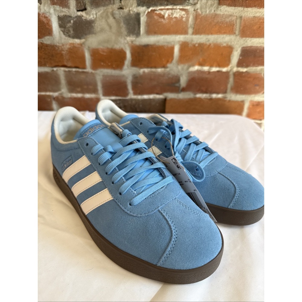Adidas Vl Court Classic Blue Brown White Retro Sneakers JI0496 Mens Size 8.5 W10